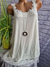 Damen Shirt Top Trägertop Spitze creme weiß (6 961) Übergröße NEU