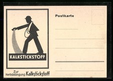 Düngemittel-Reklame, Bauer streut Kalkstickstoff, Ansichtskarte 