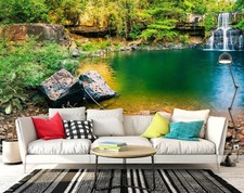 3D See Steine Bäume Q3312 Tapete Wandgemälde Fototapete Selbstklebend Kay