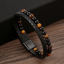 Armband Leder geflochten