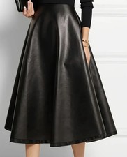 Leder Faltenrock Schwarz Gr.XL
