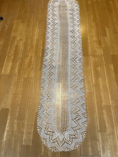 Kunststrick-Decke Tischdecke Deckchen Läufer Handarbeit beige