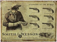 Schild USA Vintage S&W Pistolen Revolver Poster Western 30 x 40 cm USA *552