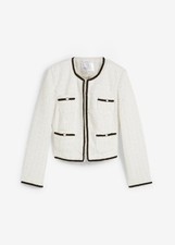 Bouclé-Blazer mit Glitzerfäden Gr. 40 Wollweiß Damenblazer Langarm Jacket Neu