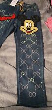 Damen Jeans Gr.l gr.40 Mickey Mouse Strass Glitzer Von Rose Neu rarität 