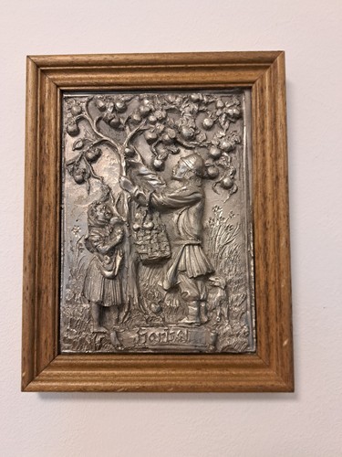 Vintage zinn wandbild herbst - zinn,