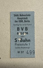 Fahrkarte / Fahrschein BVB oder S-Bahn Hauptstadt der DDR Berlin, 0,20 M