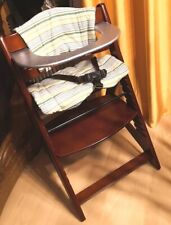 Treppenhochstuhl für Kids?, Holz, braun mit 2 Polstern für Kinder ab 6 Monate