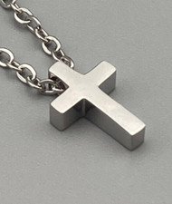 Edelstahl Anhänger kleines Kreuz für Damen + Kinder feine Halskette silber