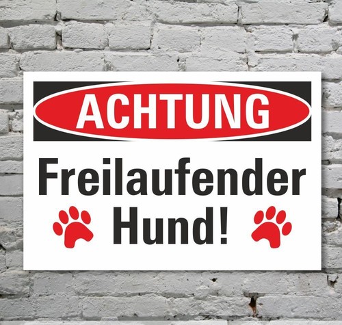 Schild achtung freilaufender - achtung,