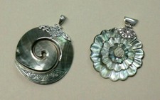 Ketten-Anhänger Muschel Perlmutt Blume Flower Spirale Circle Sterlingsilber