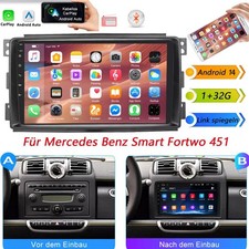 Für Smart Fortwo 451 2005-2010 Android 14 Autoradio Apple Carplay GPS Navi RDS