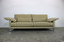 Rolf Benz EGO Couch Dreisitzer  karierter Rippstoff Designer Sofa Kufen Neubezug