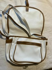 Sportliche Damen-Handtasche/Schultertasche, weiß-braun --- NEU!