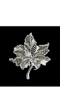 925 Sterling Silber Brosche Rund Markasit Natur Edelstein Schmuck