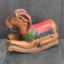 Schaukelziege /Schaukelpferd Klein Als Deko Holz Geschnitzt Vintage Rarität 25cm