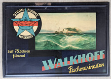 Original Blechschild  Schild Hamburg , Walkhoff Fischmarinaden  , Fischkutter