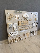 Montessori Busyboard Motorikboard 80x60 cm Holz Motorikwand Aktivitätsbord