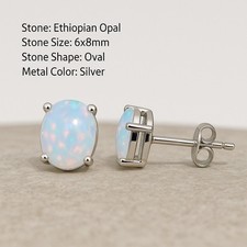 8x6mm Echter Opal Ohrstecker