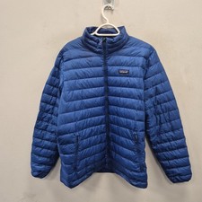 Patagonia Daunen Pullover Puffer wattiert blau leichte Jacke Mantel Gr. Large