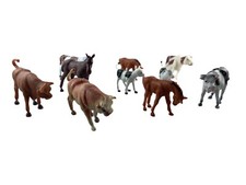 10 Tiere Bauernhof Kühe Pferde Figuren Vintage Plastik Kunststoff Konvolut