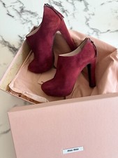 Miu Miu Ankle Boots 37 Glitzersohle Wildleder Bordeaux