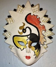 ? Venezianische Karneval Porzellan Maske Deko 13,5 x 11 cm bunt * TOPP #1 ?
