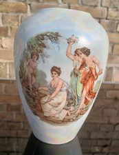 VEB Porzellanmanufaktur Scheibe-Alsbach - Blumenvase Perlmutt Nymphendekor