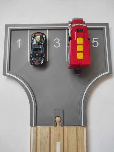 Wooden train parking lot road - wooden,
