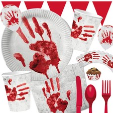 HALLOWEEN DEKO - Blutige Hand - Mottoparty Horror Blut Grusel Schock Party Set