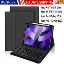 QWERTZ Tastatur für iPad 9th 8th 7th 6th 5th/Air 3/2/1 10.2" 9.7 mit Schutzhülle