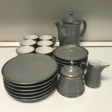 Kaffeeservice - grau / silber - Keramik - 6 Personen - 21 Teile - Made in France
