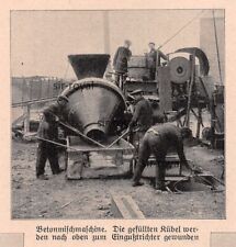 Betonmischmaschine Betonmischer Baustelle - 1913 - Historische Aufnahme ~10x10cm