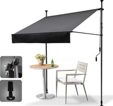 Klemm Markise Balkon Terasse ohne Bohren 200 cm UV & Regenschutz Grau