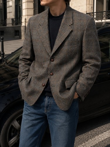 Vintage brown tweed - tweed, wool