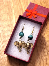 Ohrringe goldene Elefanten mit grünem Stein Boutique - Modeschmuck