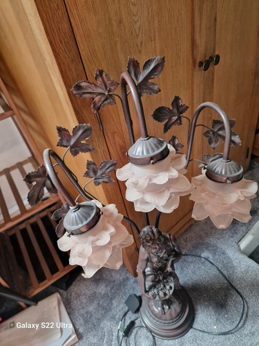 Bronze tischlampe dame - tischlampe,