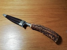 Trachtenmesser Hirschfänger mit Hirschhorngriff  und Lederscheide ca. 60 Jahre