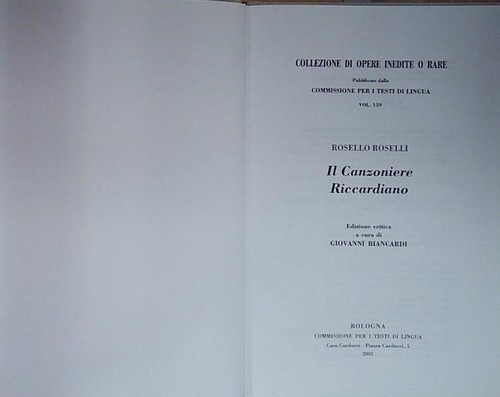 Roselli canzoniere - roselli, il