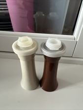 Tupperware 2 Würzbaron Salz & Pfefferstreuer weiss braun  RARITÄT