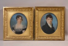 vo3/12  Paar Biedermeier Portraits Pastellzeichnungen 19. Jahrhundert 