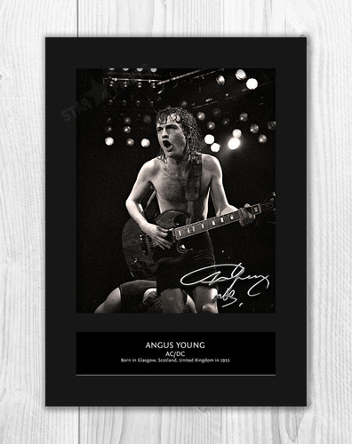 Angus young a4 signed - ac/dc,
