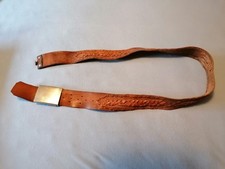 Ledergürtel, Lederkoppel, Braun, Geflochtenes Muster, 100cm lang, 4cm breit