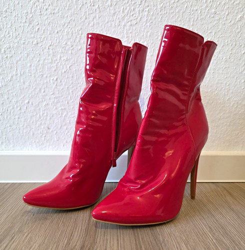 Damen stiefeletten rot lack - stiefeletten,