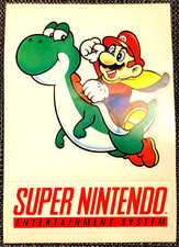 ORIGINAL 90er MARIO & YOSHI SUPER NINTENDO SNES AUFKLEBER VIDEOSPIEL STICKER (K)