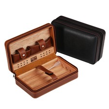 Braun Zigarren Humidor Reise Zigarrenetui Zigarrenbefeuchter tragbare Zedernholz