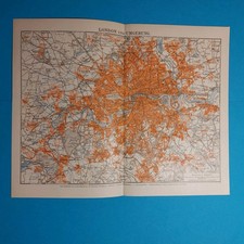  Orig. (1905)     Lithographie  Stadtplan LONDON 