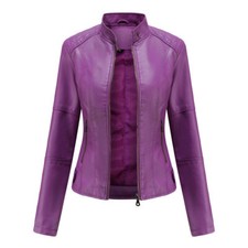 Neu Damen Kunstlederjacke