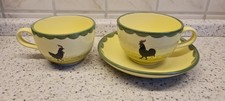 2x Hahn und Henne Zeller Keramik Teetassen + 1 Untertasse