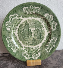 English ironstone teller, England, Keramik, grün, gebraucht. 